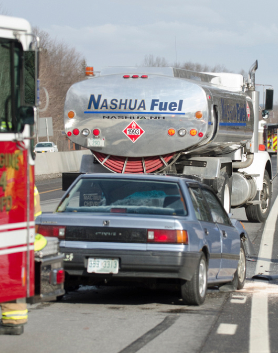 Crews on the scene of a crash Wednesday morning on I-293.