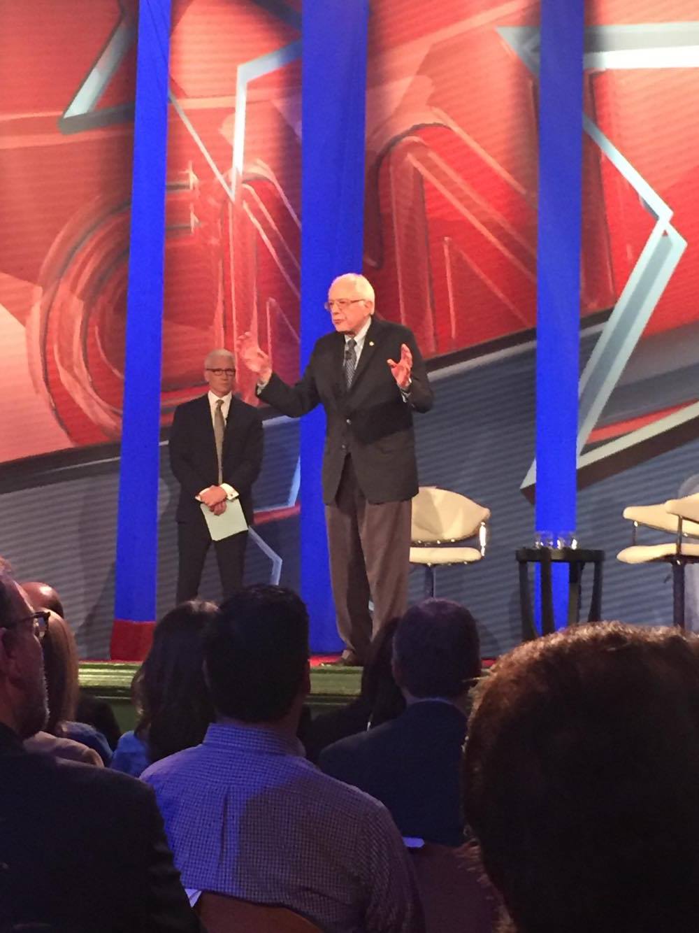 Bernie Sanders took a question from my dad, Keith Howard, of the Liberty House in Manchester, NH.