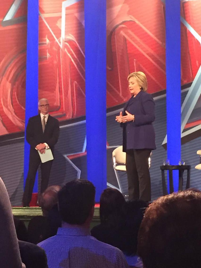Hillary fielding questions in Derry, NH.