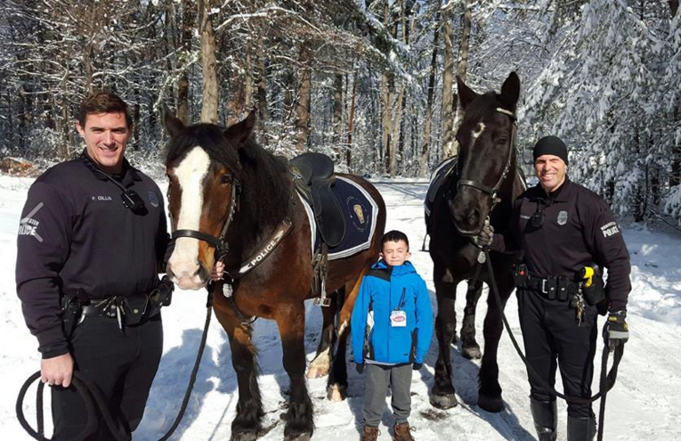Zack Telge got up close and personal with the police mounted unit.