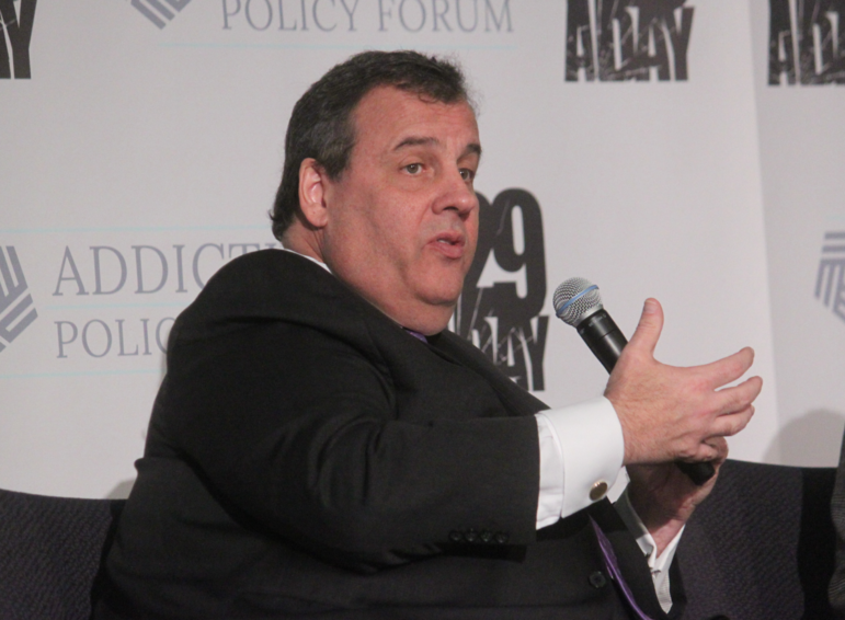 Gov. Chris Christie speaking at an addiction forum in Jan. of 2016 at Southern NH University.