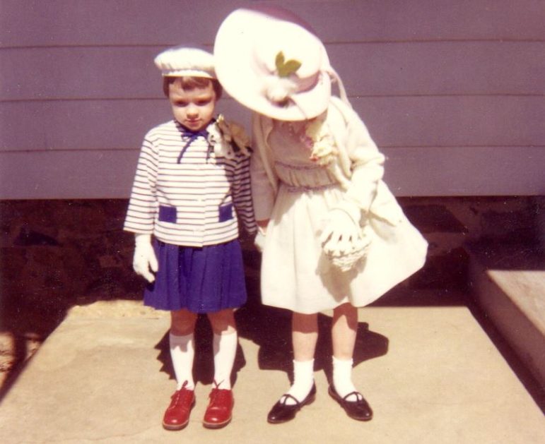 A photo of me with my cousin, Stephanie. Needless to say, that’s yours truly in the BIG hat. 