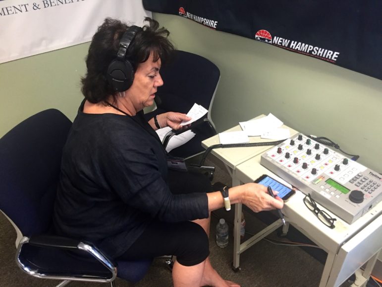 Renee Plummer preps for the next radio update during Wednesday's Veterans Count radiothon.