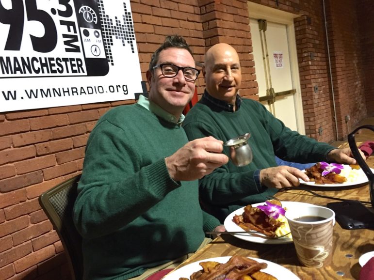 Peter White, left, and Joel "The Moose" Elber, broadcasting life on 95.3 FM.