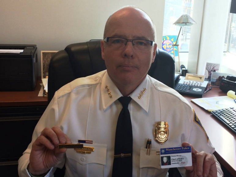 Manchester Police Chief Nick Willard paid tribute to Dorian Murray, honorary chief for a day.
