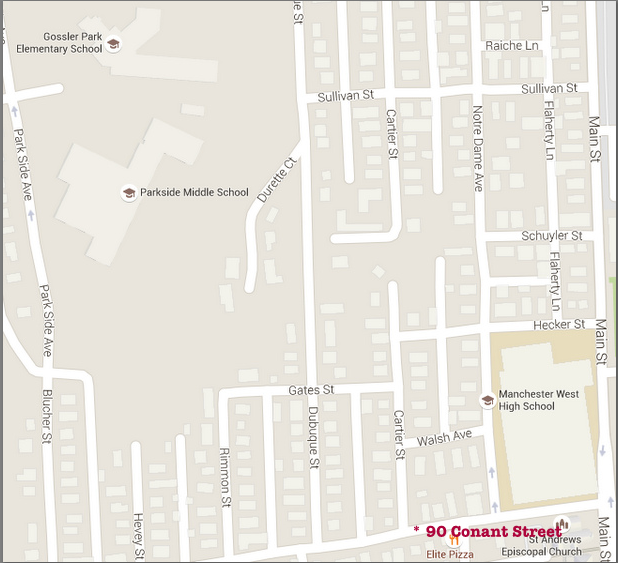 Proximity of 90 Conant St. to three West Side schools.