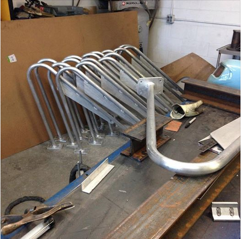 Bike rack production line.