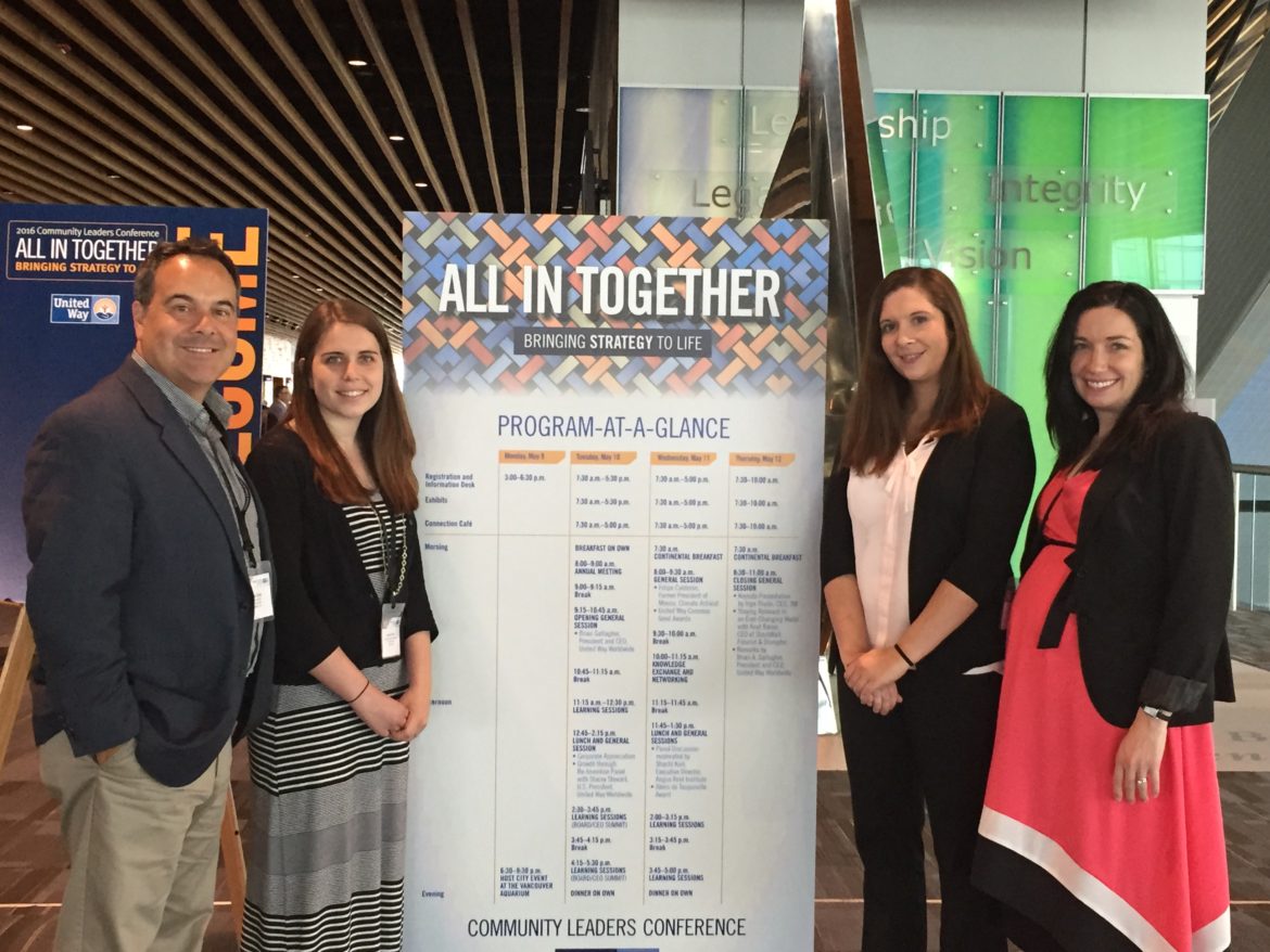 From left: Patrick Tufts, President and CEO, Rachel O’Neil, Director of Development, Shannon Sweet Bresaw, Director of Public Health Services & Prevention and Meredith Stidham, Assistant Vice President of Community Impact.