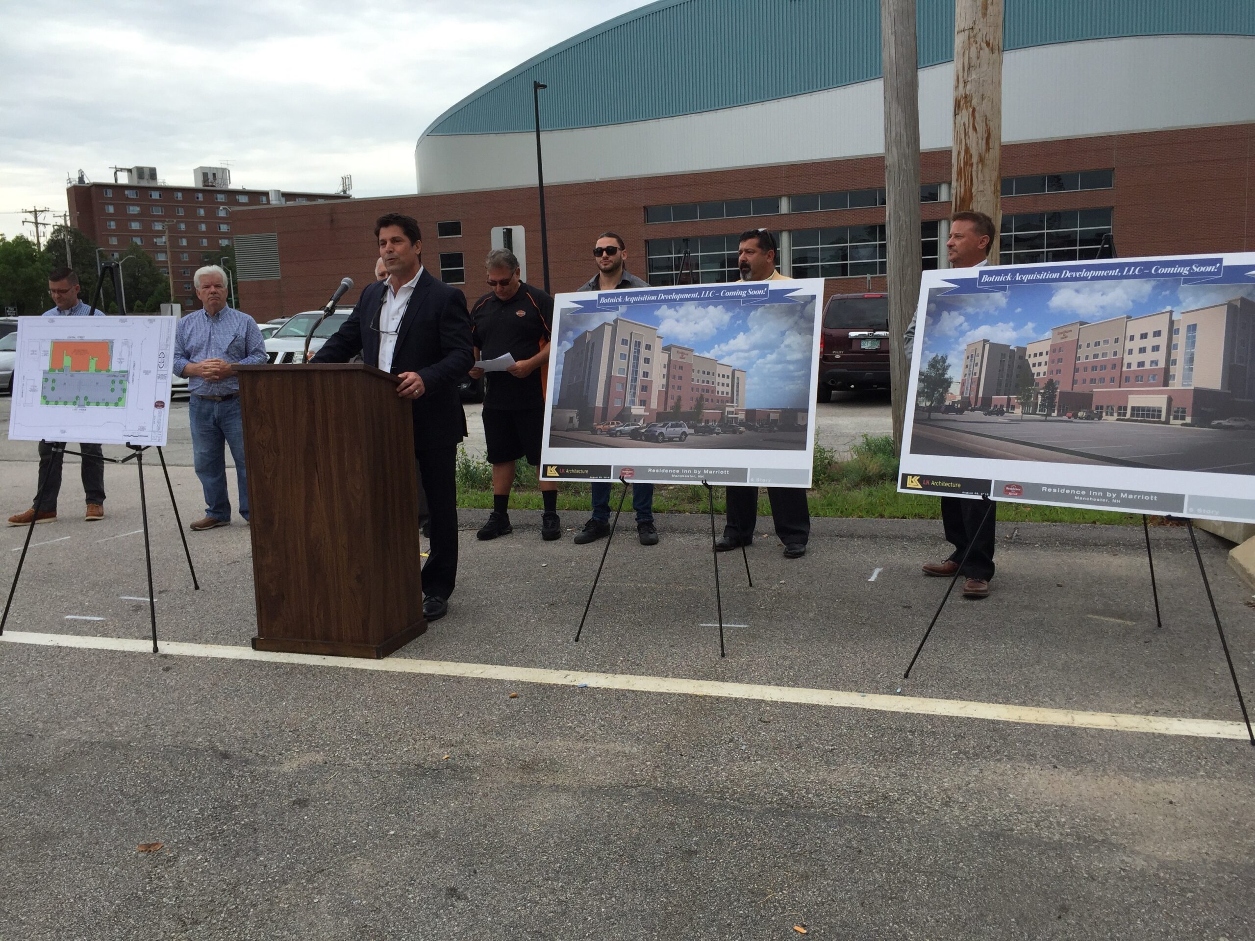 Mark Botnick announces the Marriott hotel project which should open in 2018 on Central Street.