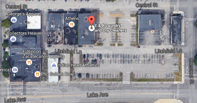 Aerial view: The hotel will have frontage on Chestnut Street, with parking on the Lake Avenue side.