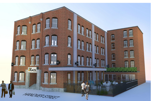 Artists rendering of 235 Hanover Street, aka The Flats @Hanover.