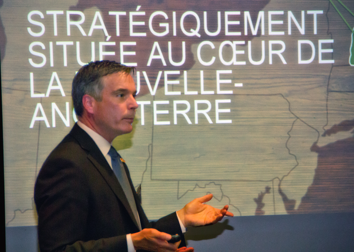 Department of Resources and Economic Development Commissioner Jeffrey Rose welcomed over two dozen Quebec business owners to a presentation in Montreal about the benefits of expanding to New Hampshire.