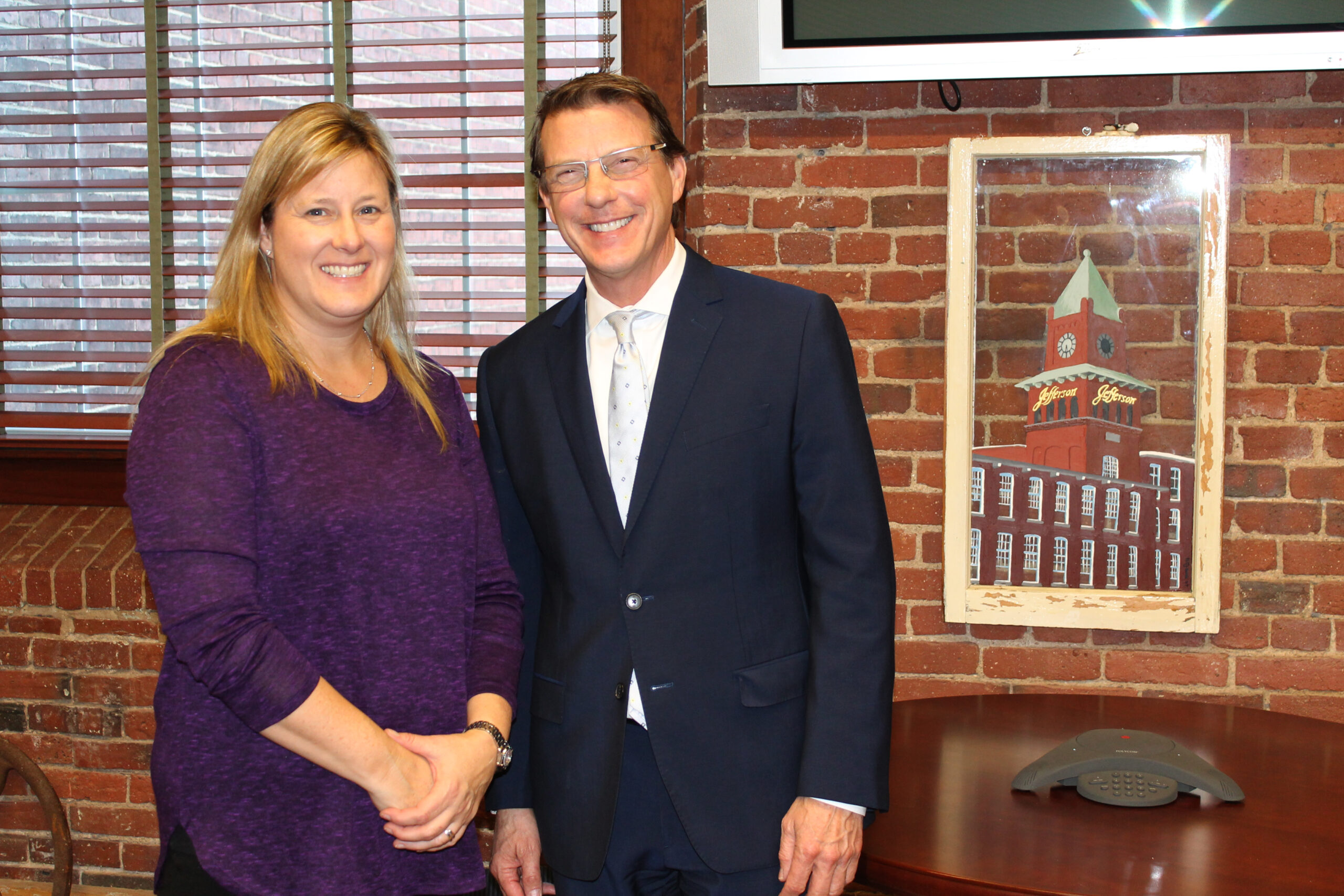 Melissa Crews, left, (past HOPE for NH Board Chair) and Arthur Sullivan, Principal of Brady Sullivan Properties.