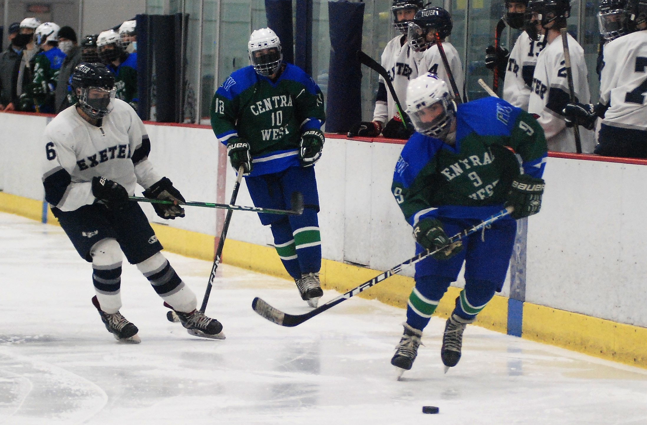 Matt LaForge with the puck.