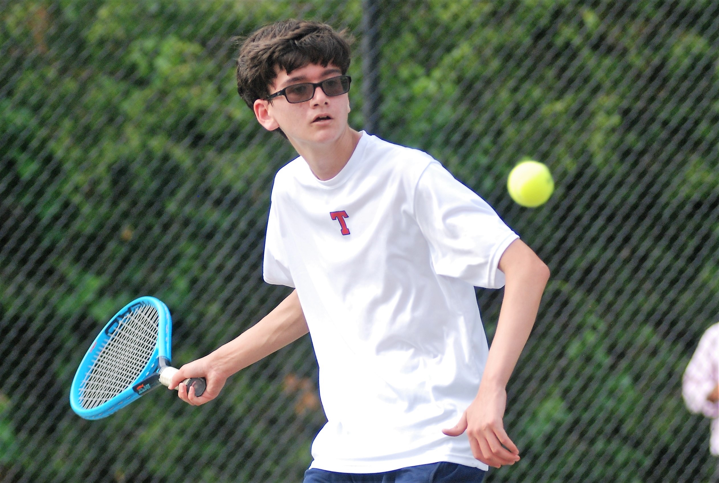 Nick Bourne eyes a return shot.