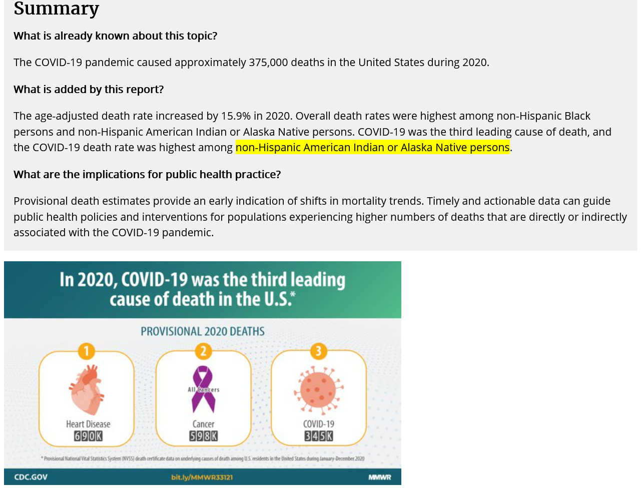 CDC Increase in Death Rate 2020