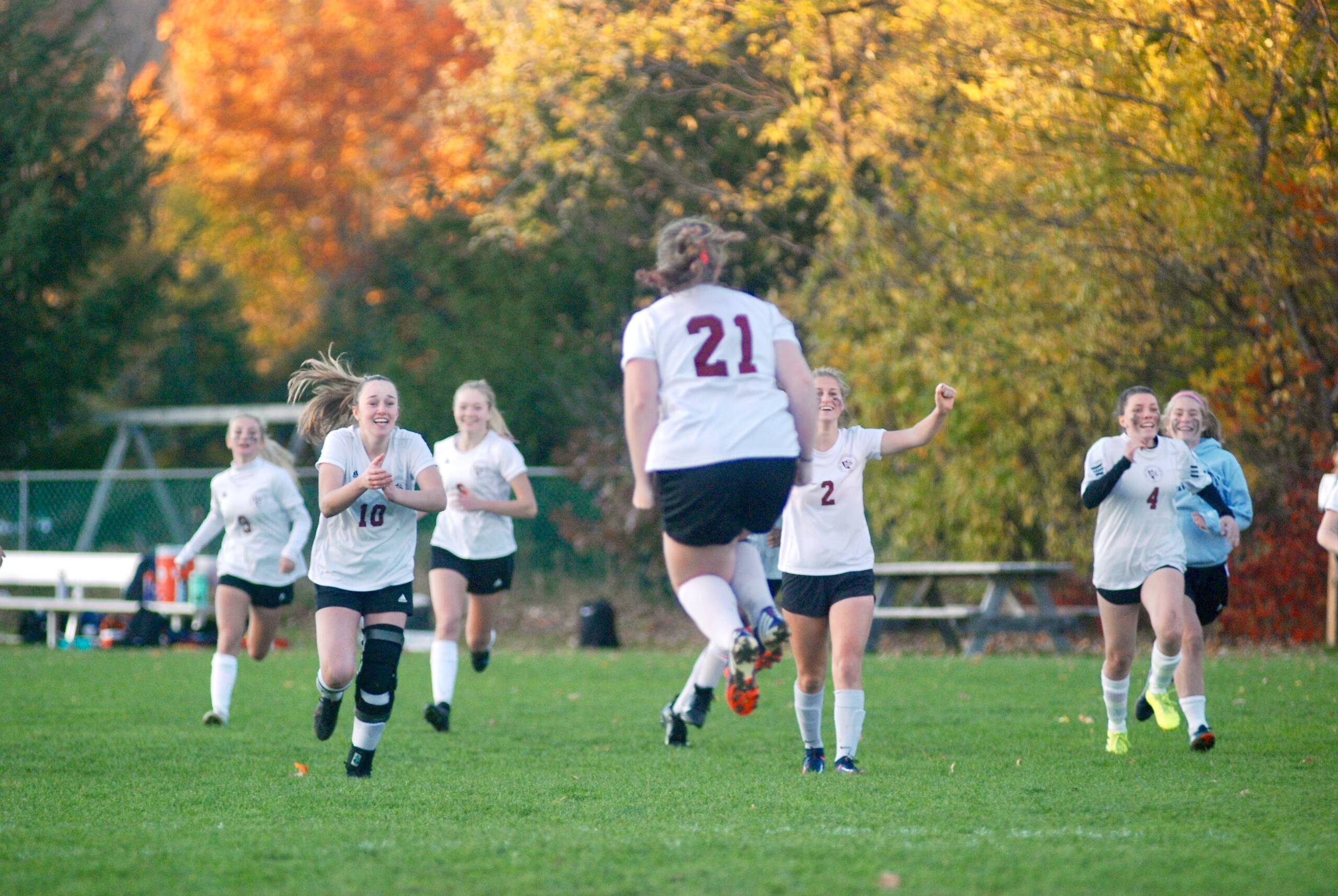 Eryn Richards celebrates a goal.