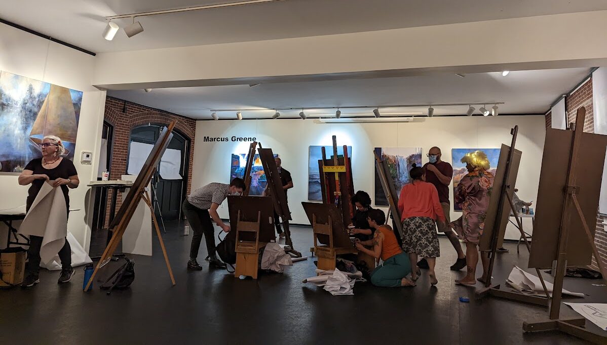 Setting up the studio can be tricky at times! But it is worth it to have such large scale works