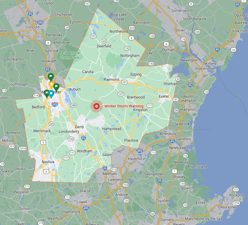 Winter Storm Warning map released by the National Weather Service. 
