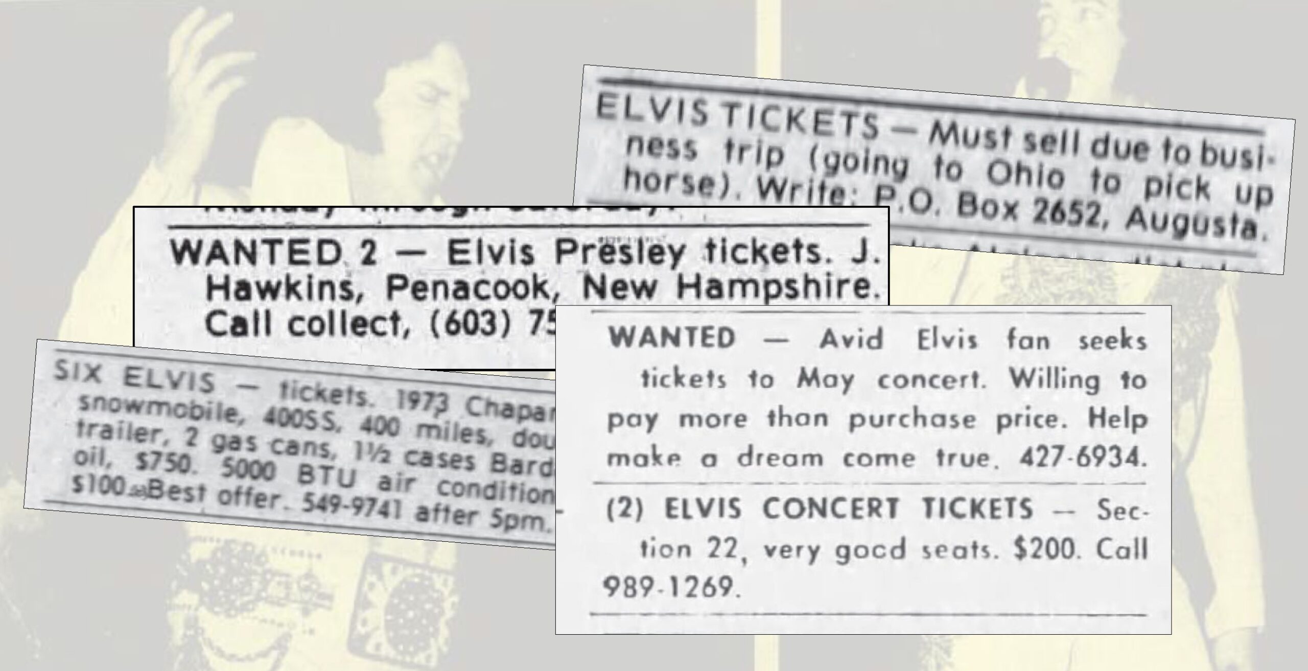 Thousands of fans were disappointed when the Augusta Civic Center Elvis Presley show sold out in 1977. Many ran classified ads seeking tickets and selling tickets. 