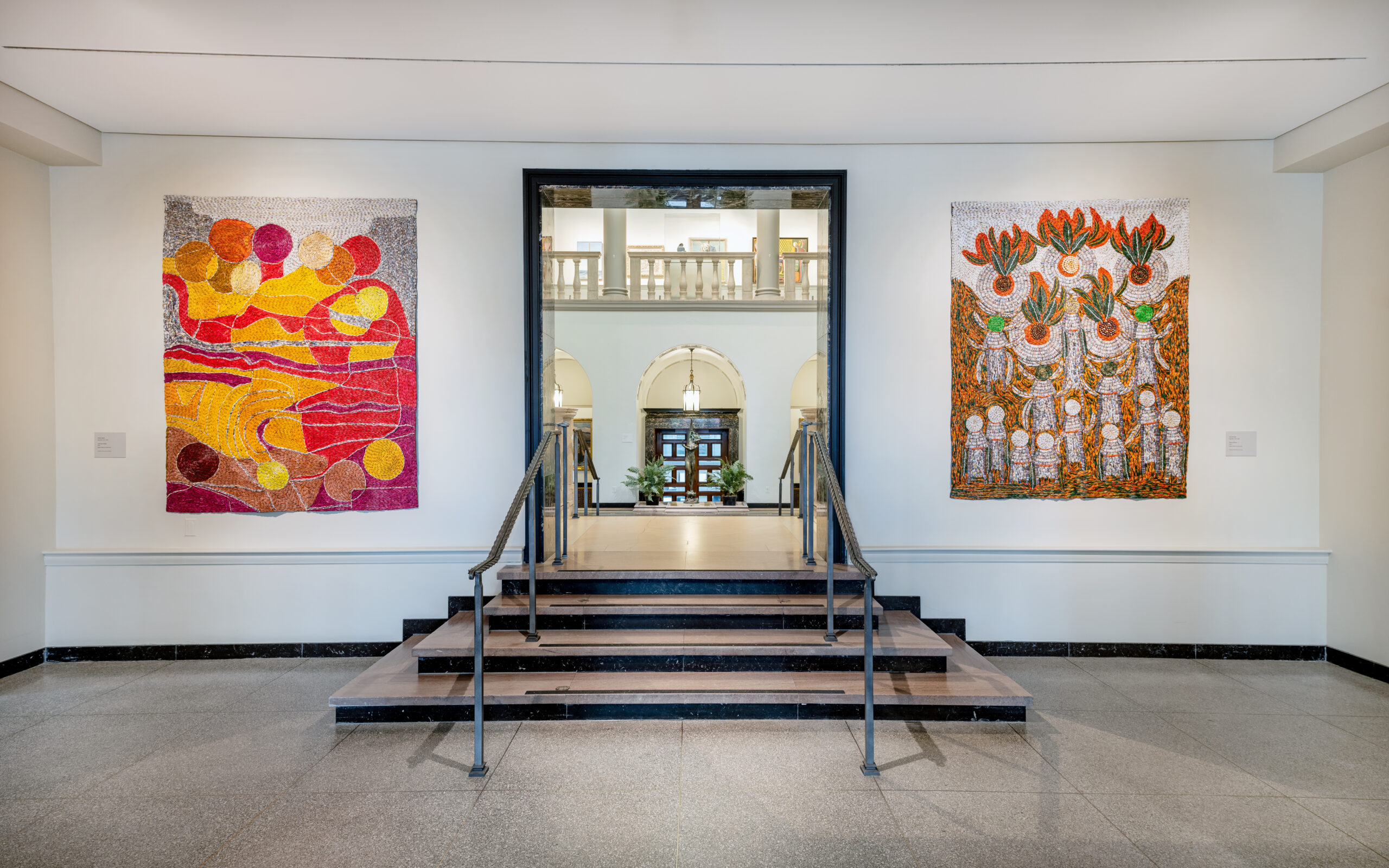 Installation view of Sanaa Gateja: Selected Works at the Currier Museum of Art. Photo by Morgan Karanasios.