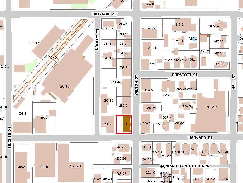 A map showing the location of 198 Wilson Street
