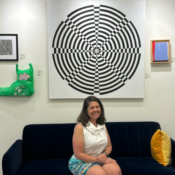 See Saw Art Gallery owner Amy Regan in a photograph of her gallery.