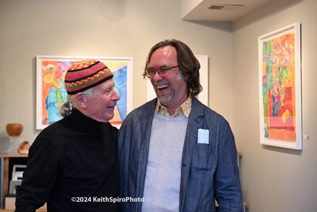 Furniture maker Jon Brooks sharing an intimate moment with Bruce McColl in a photo by Keith Spiro