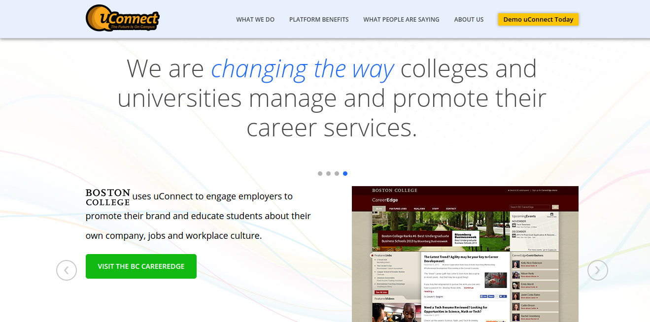 uConnect website screenshot.