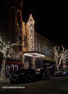 Palace Theatre lit up at night photo by Keith Spiro
