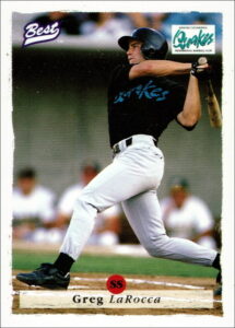 Greg Larocca pictured on a Best series baseball trading card.