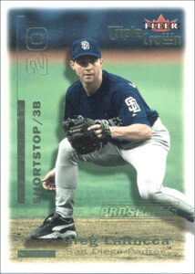 Greg Larocca pictured on a Fleer series baseball trading card