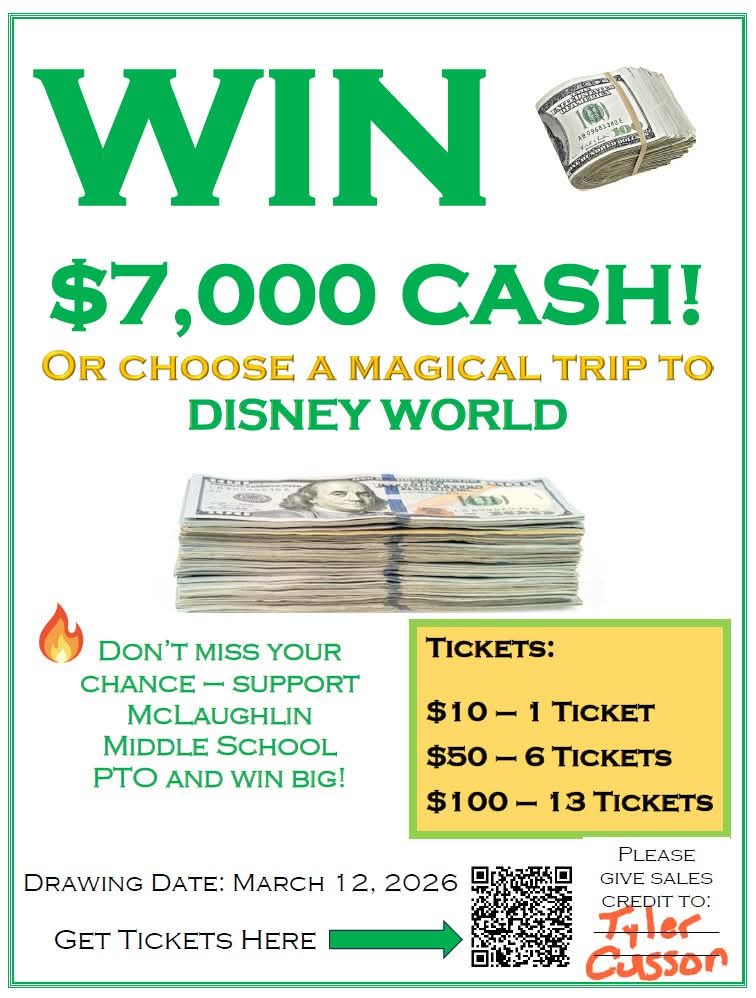 Support McLaughlin Middle School with raffle for Disney trip raffle