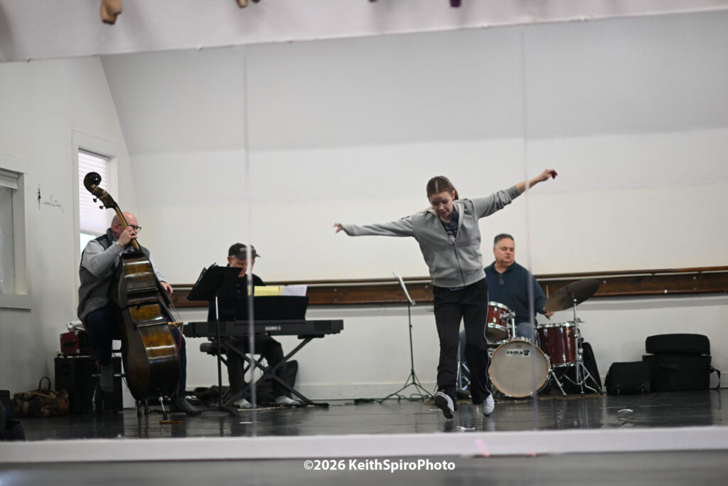 photo by Keith Spiro of Lily Booker tap dancer working with the CJ Poole trio.
