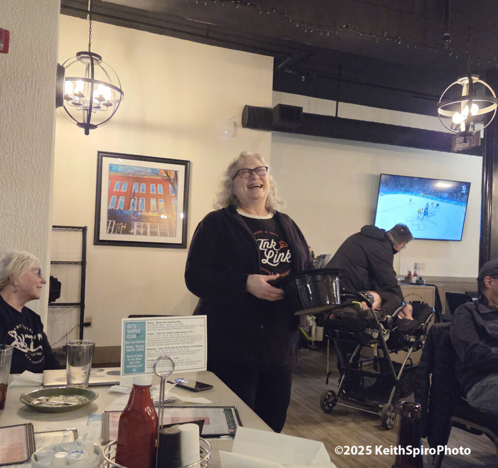 News and Brews led by Carol Robidoux who is seen in this photo by Keith Spiro