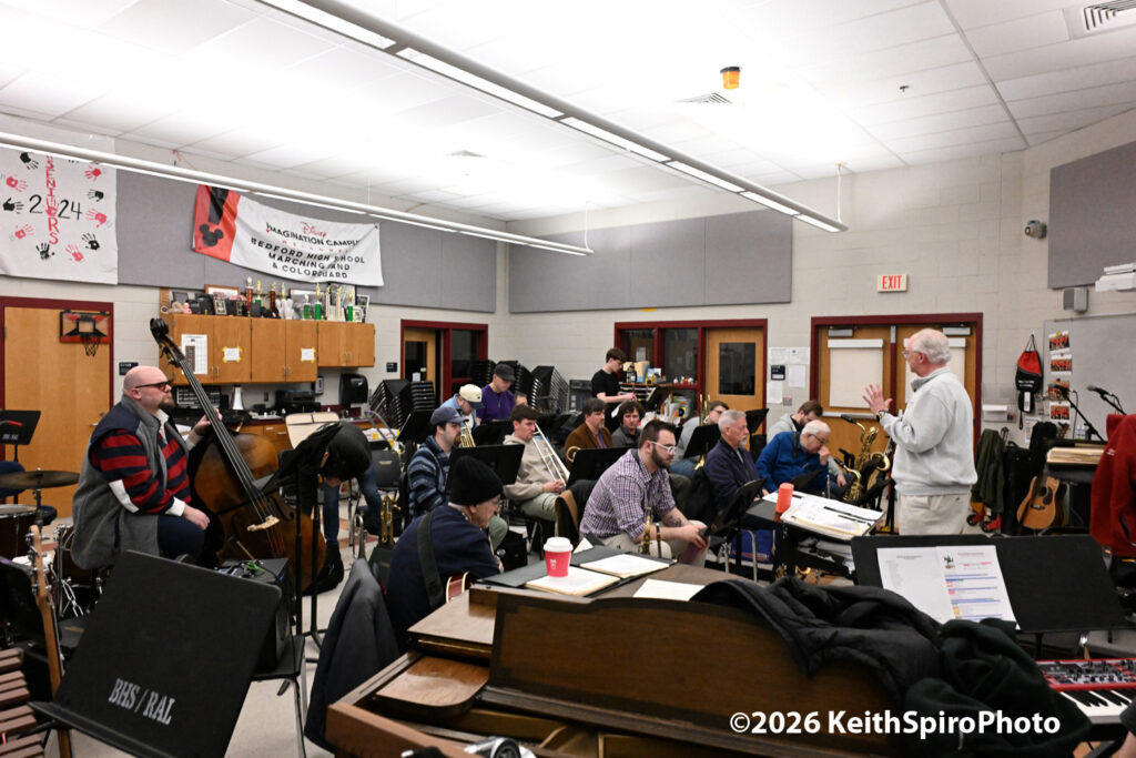 NH Jazz Orchestra in rehearsal as seen in a photo by Keith Spiro